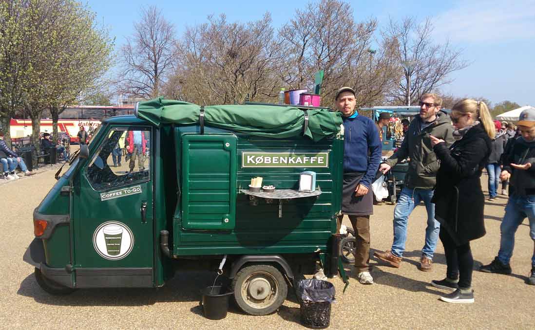 現身哥本哈根櫻花祭的咖啡三輪車，有行軍的 fu。圖／水母　提供